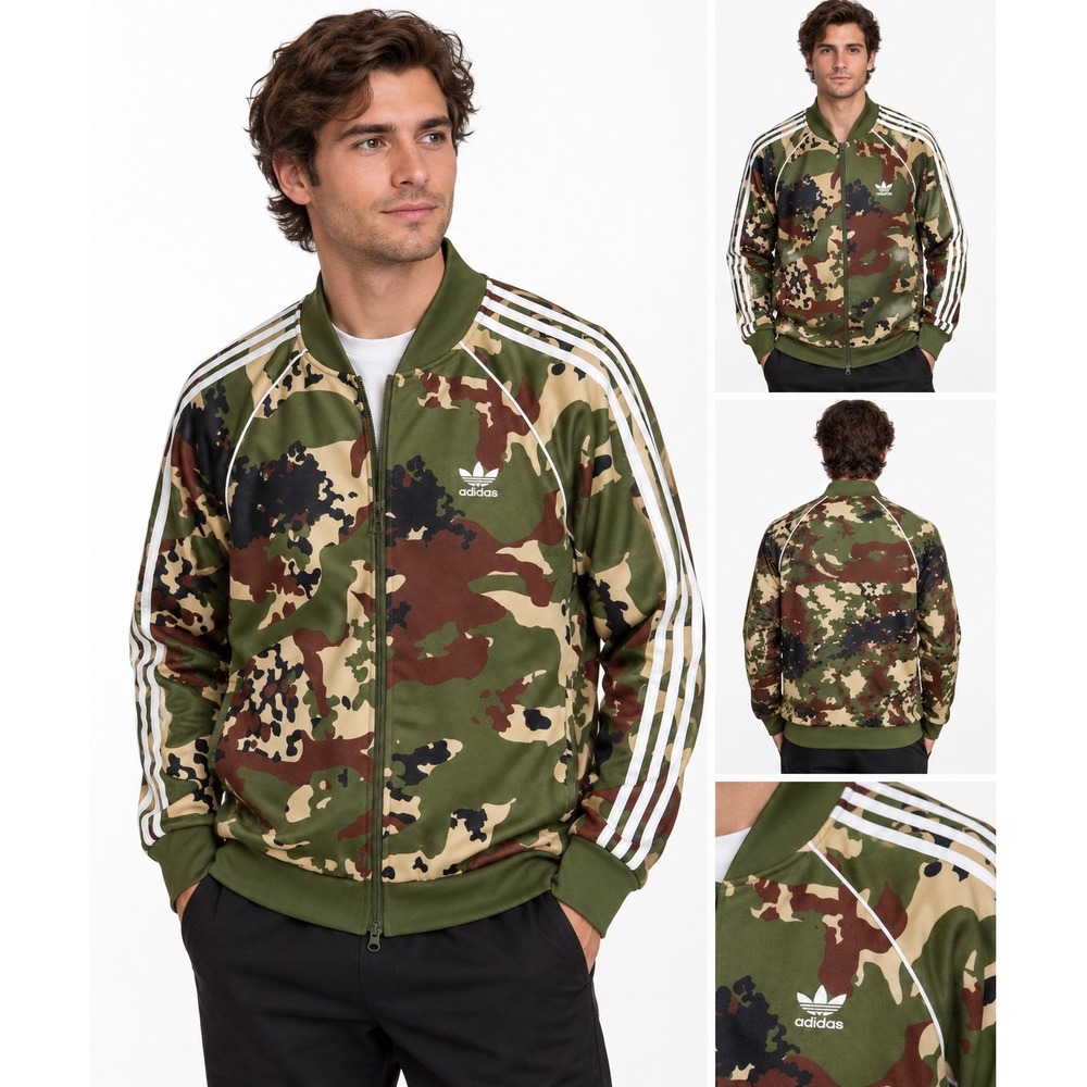 Adidas Originals Camo Superstar Track Jacket Mens Large Green Camouflage Zip Up